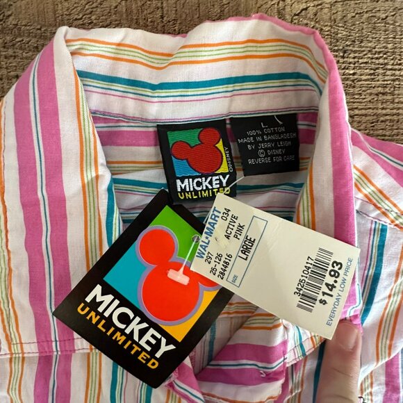 Disney Mickey Unlimited Womens Striped Tie-Front Sleeveless Vest Shirt L 100% - Picture 4 of 9